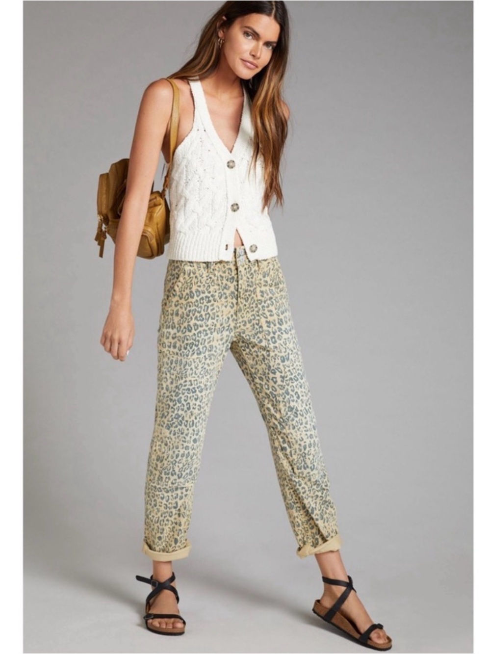PILCRO Anthropologie The Wanderer Leopard Print Slouchy Cargo Relaxed Jean 27